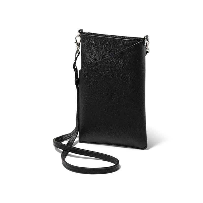 【新品】 [LIB]スマホショルダーポーチ 撥水オリジナルレザー 牛本革 男女兼用 iPhone Pro Maxシリーズ ストラップ 長さ 調整可能 カードポケットあり (ホールブラック)
