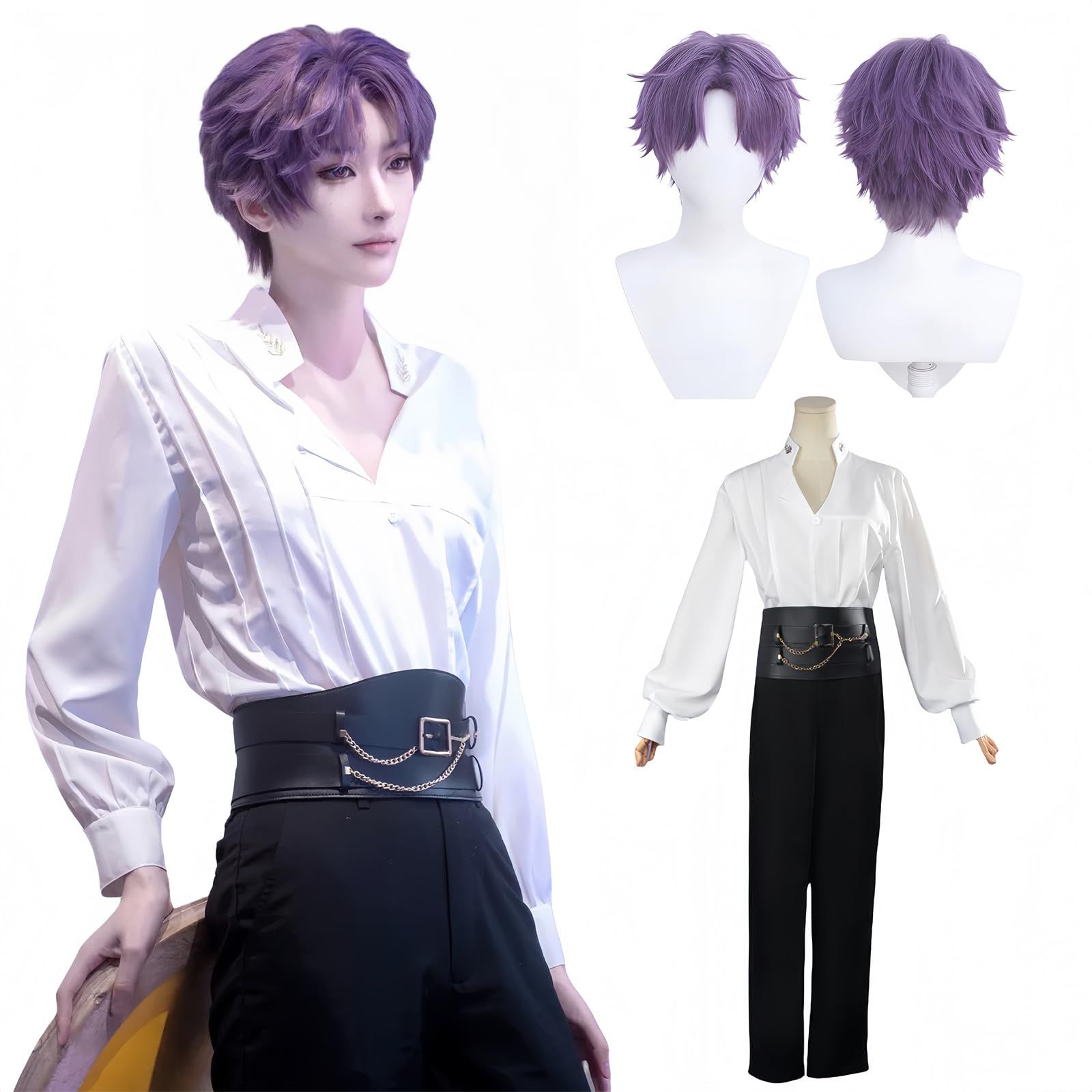 新品 [NOKIJP] 恋と深空 コスプレ ホムラ コスプレ衣装 主人公 男主 コスプレ衣装 恋深 コス cosplay 戦闘服 セット 制服 人気ゲーム コスチューム (白砂の影XL)