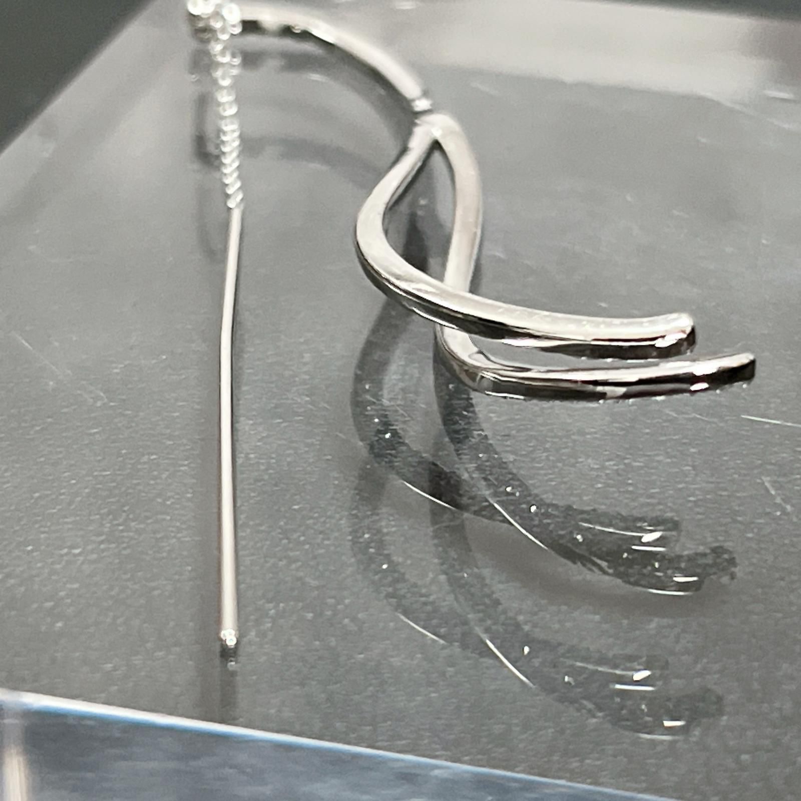 Swarovski】スワロフスキー ロングピアス シルバー チェーンデザイン 