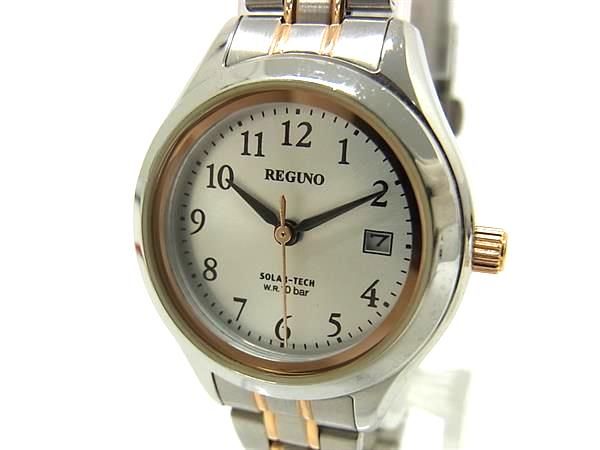 ■稼働品■美品■ CITIZEN シチズン REGUNO J710-S126738 SS ソーラー クォーツ 10気圧防水 腕時計 ウォッチ シルバー系 DM9928