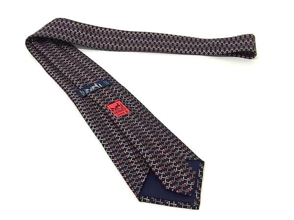 ■新品同様■ HERMES エルメス シルク100% ネクタイ ビジネス 紳士 メンズ ネイビー系×レッド系 HB0190 HERMES ネクタイ シルク100% メンズ エルメス – Rehello by BOOKOFF