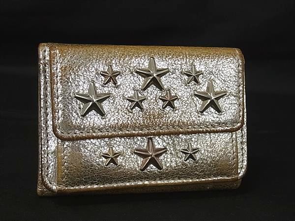 JIMMY CHOO ジミーチュウ ネモ スタースタッズ レザー 三つ折り 財布 ウォレット 札入れ 小銭入れ レディース シルバー系 DN2177