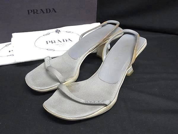 PRADA プラダ ヒール サンダル 靴 シューズ レディース グレー系 DN2649