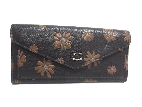 COACH コーチ CF392 ウィン ソフト レザー フラワー 花 二つ折り 長財布 ウォレット 札入れ 小銭入れ レディース ブラウン系 DN2726
