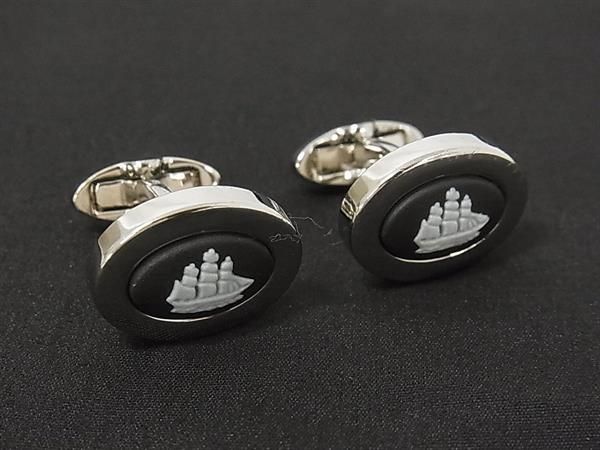 WEDGWOOD ウェッジウッド ジャスパー カフスボタン カフリンクス ビジネス 紳士 メンズ シルバー系×ブラック系 DN3163