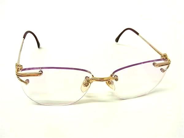 ■美品■ YVESSAINTLAURENT イヴサンローラン 55□15 135 度入り サングラス メガネ 眼鏡 ゴールド系×クリアパープル系 DN3102