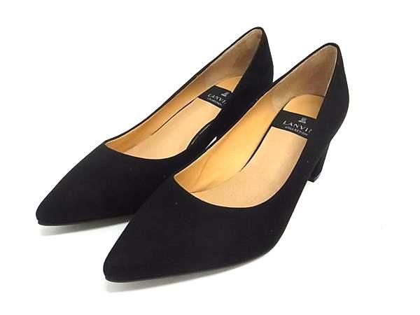 ■美品■ LANVIN ランバン パール スエード ヒール パンプス 表記サイズ 23 1/2 (約23.5cm) 靴 シューズ ブラック系 DN3373