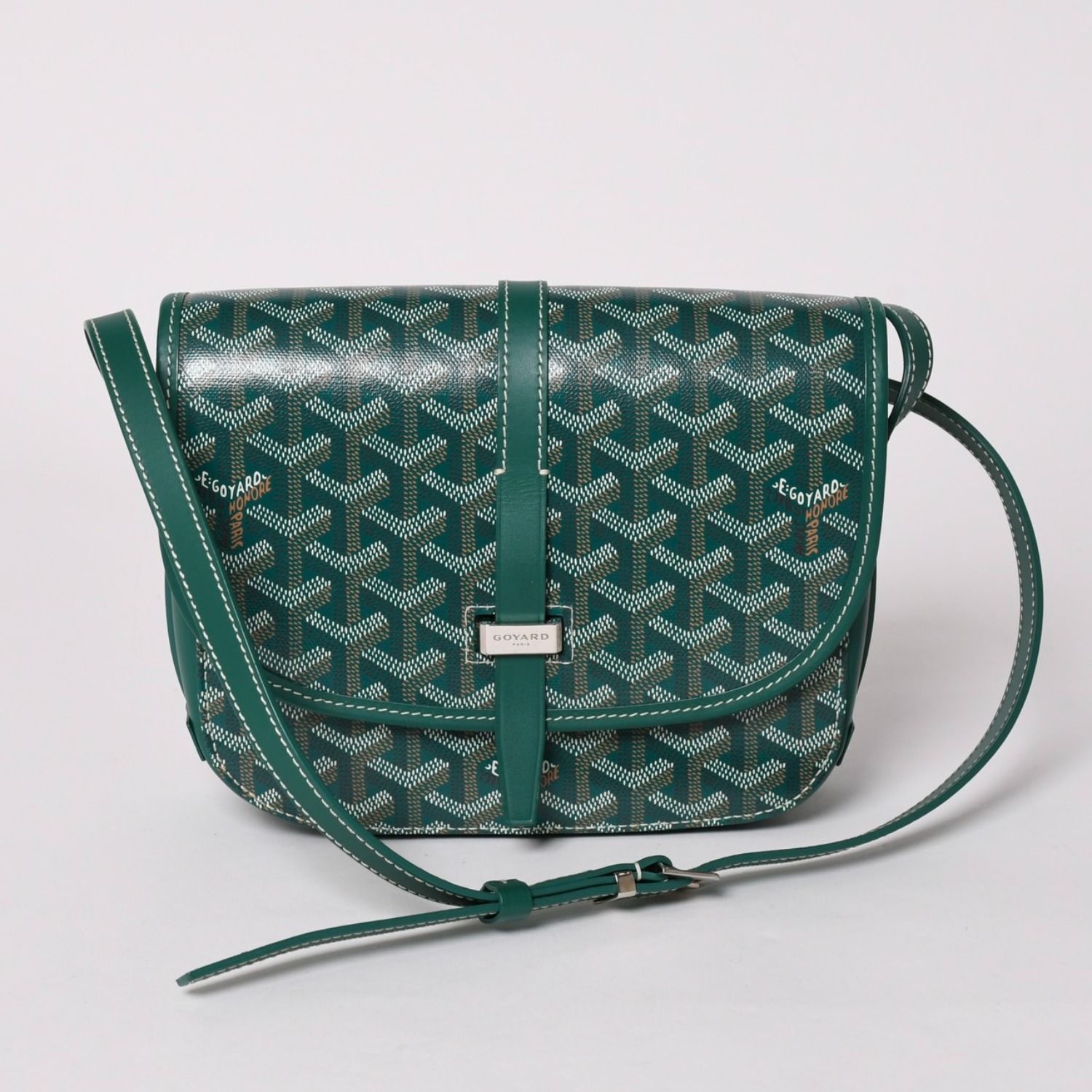 新品同様 GOYARD ゴヤール ベルヴェデーレ PM バッグ ショルダーバッグ グリーン PVCコーティングキャンバス レザー 中古 4a002822