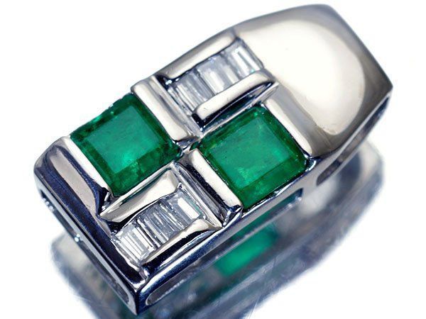 【ジュエリー極】鮮やかエメラルドグリーン！良質天然エメラルド0.37ct＆ダイヤ0.12ct 高級Pt900ヘッド h8535vv【送料無料】