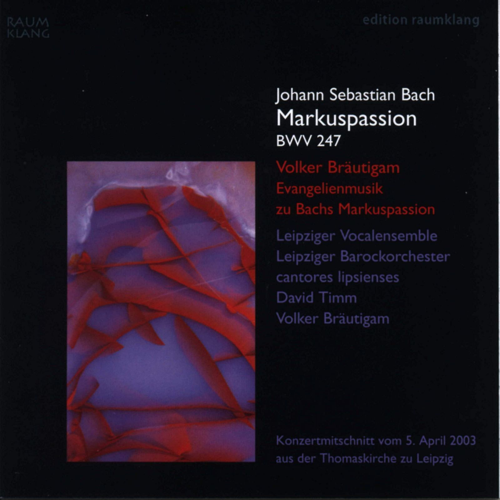【CD】Markuspassion Bwv247
