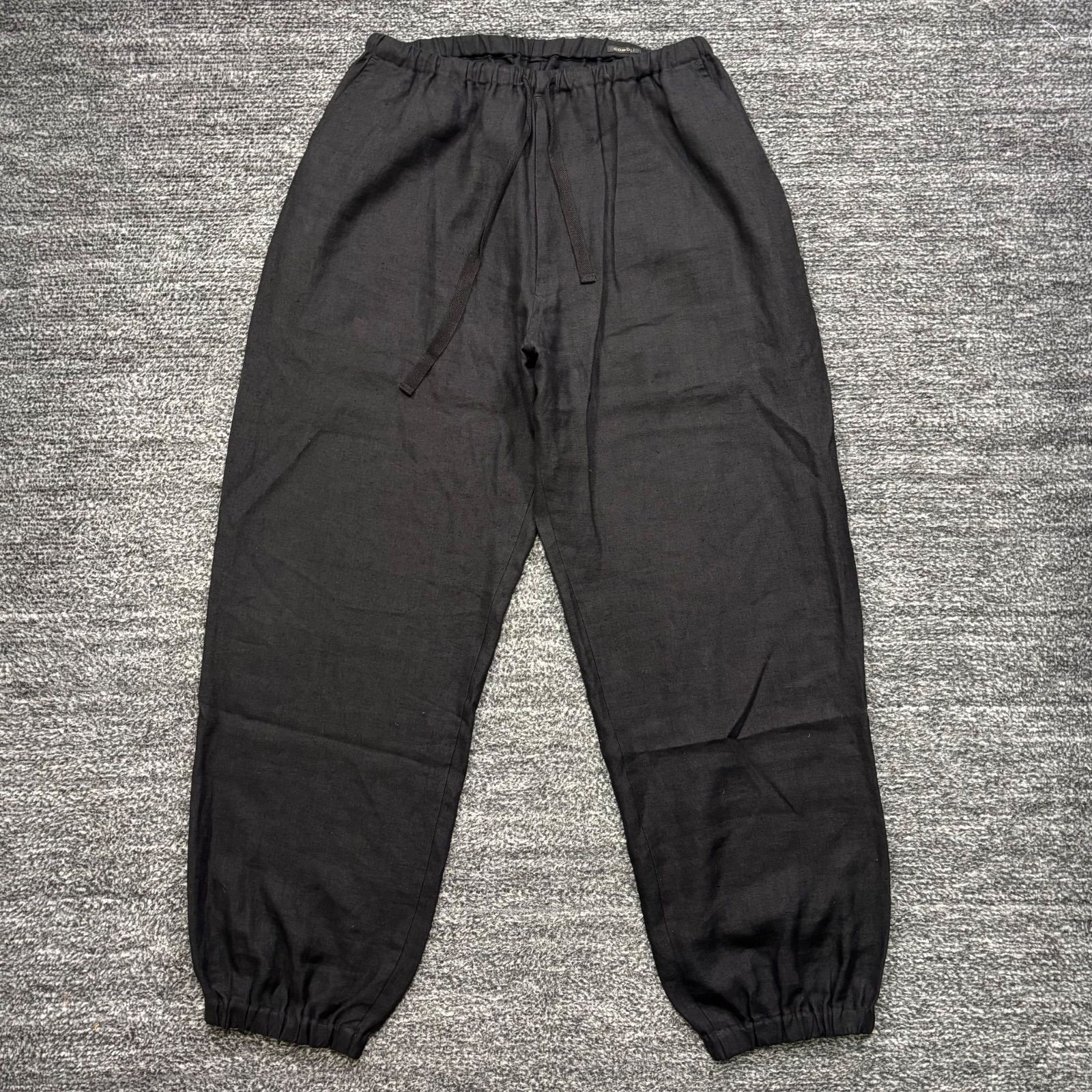 極美品 comoli 25ss B01-03008 カナパ ドローストリングパンツ ブラック 2 コモリ ■