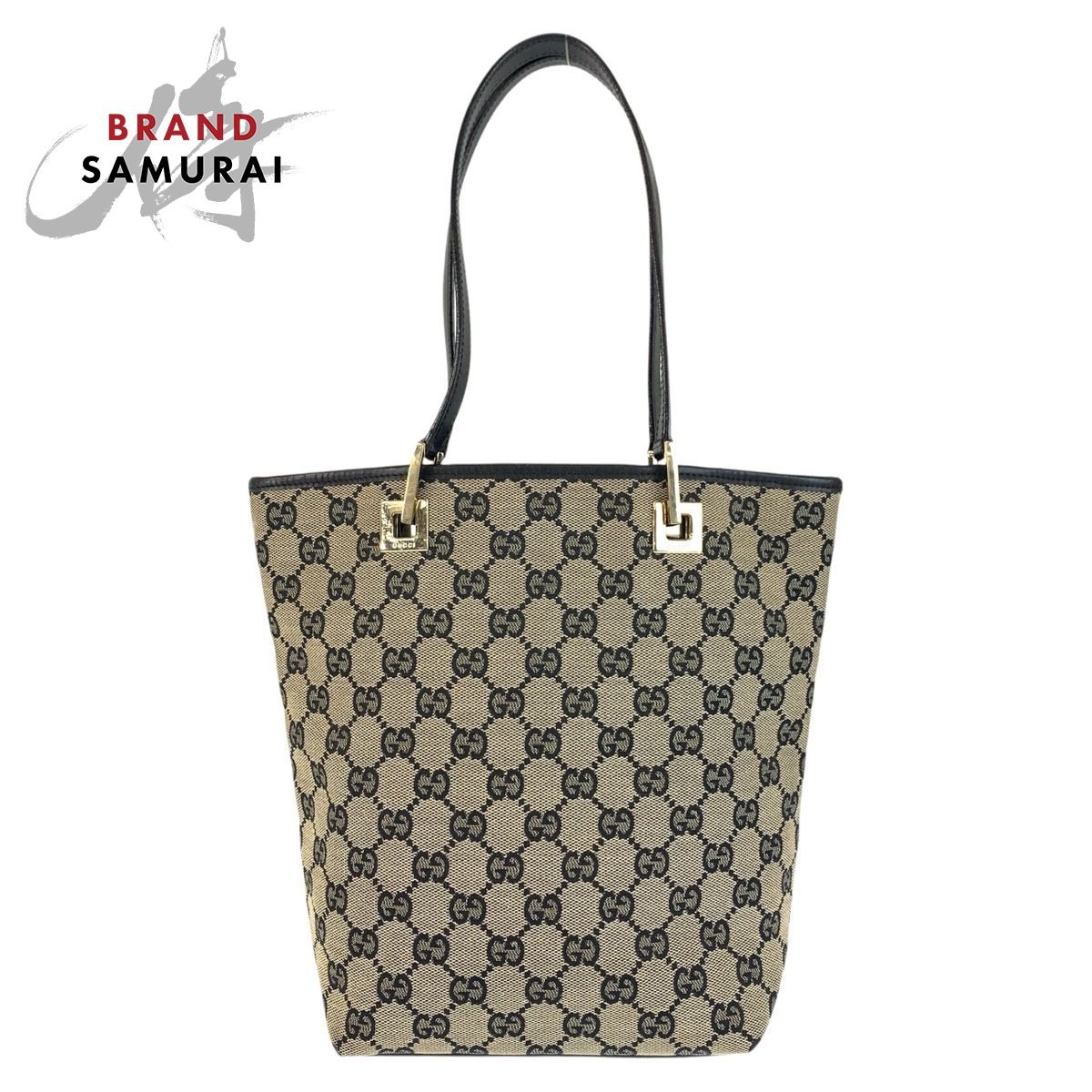 美品 GUCCI グッチ ブラック 黒 ゴールド金具 GGキャンバス/レザー 002