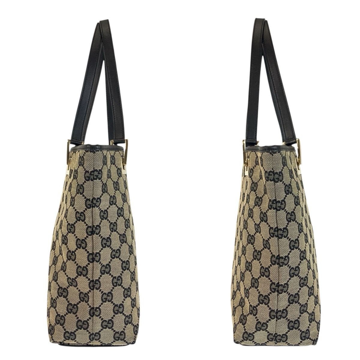 美品 GUCCI グッチ ブラック 黒 ゴールド金具 GGキャンバス/レザー 002