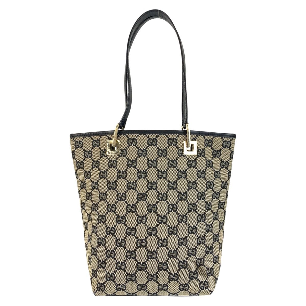美品 GUCCI グッチ ブラック 黒 ゴールド金具 GGキャンバス/レザー 002