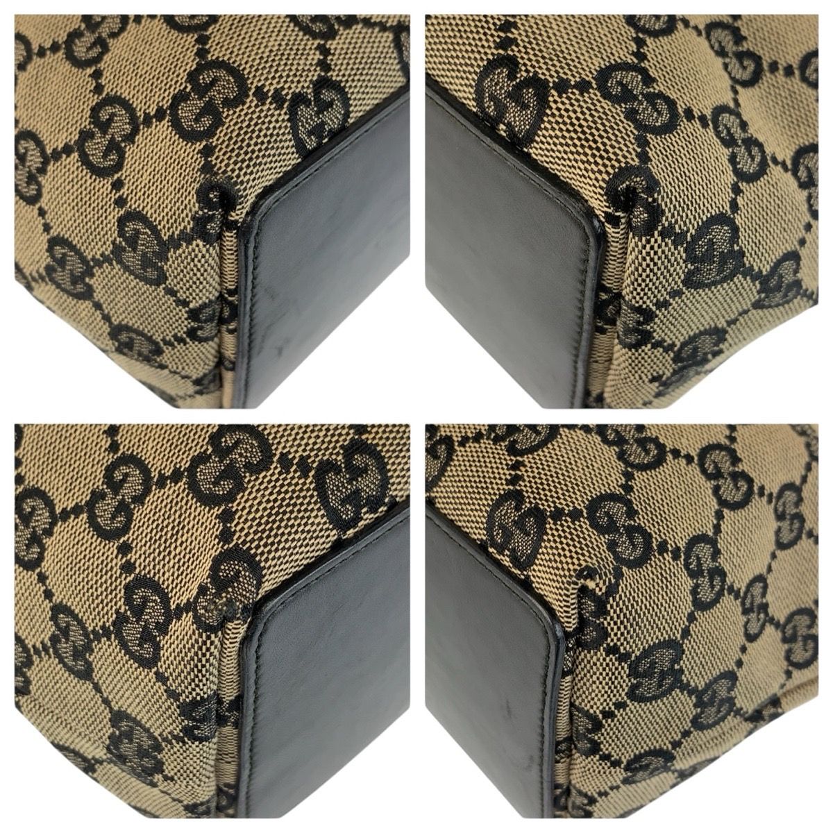 美品 GUCCI グッチ ブラック 黒 ゴールド金具 GGキャンバス/レザー 002