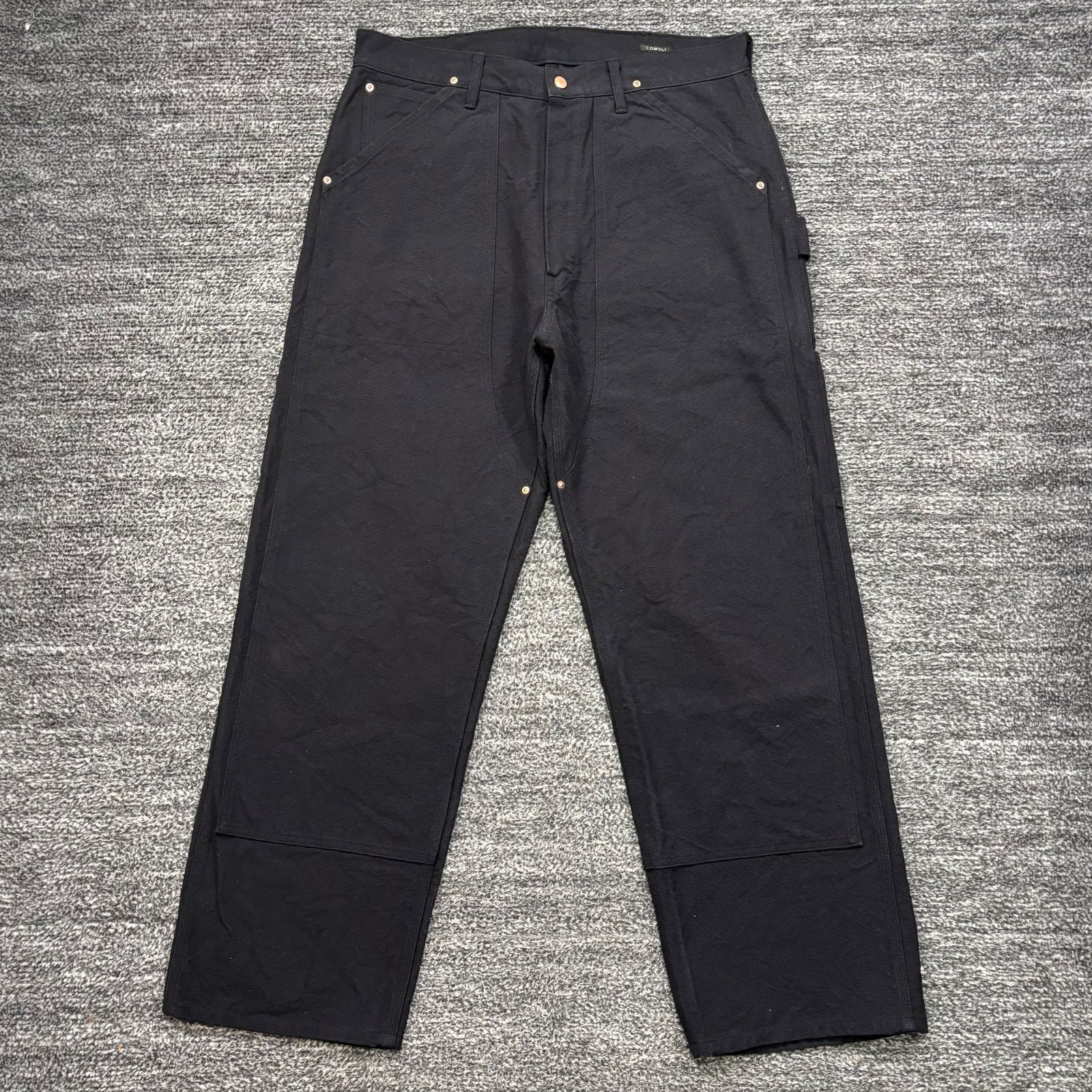 極美品 comoli 25ss B01-03005 コットンダック ペインターパンツ ブラック 3 コモリ ■