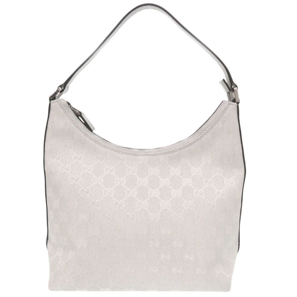 美品 グッチ GGキャンバス レザー 257282 シルバー ワンショルダー ショルダーバッグ 0565 GUCCI