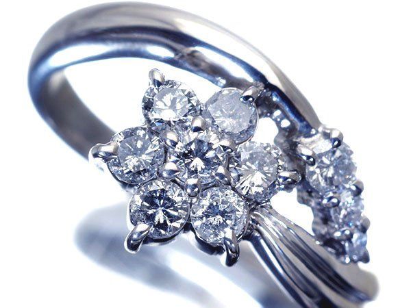 【ジュエリー極】お洒落なフラワーデザイン輝く！天然ダイヤモンド0.51ct 高級900リング h8536mm【送料無料】