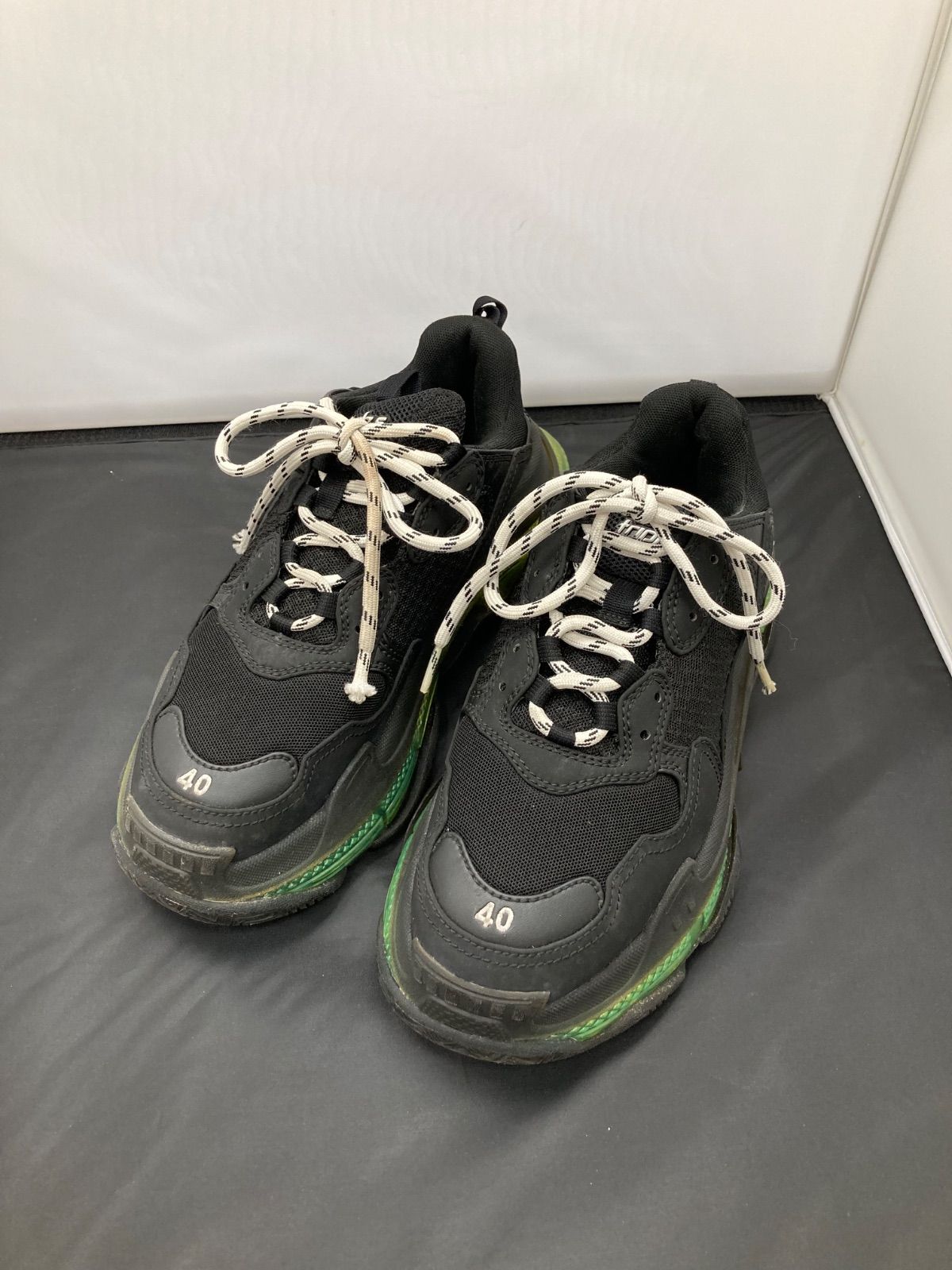 BALENCIAGA バレンシアガトリプルS クリアソール スニーカー 541624 ブラック/グリーン 40 26.5cm 平塚店 衣料品 M