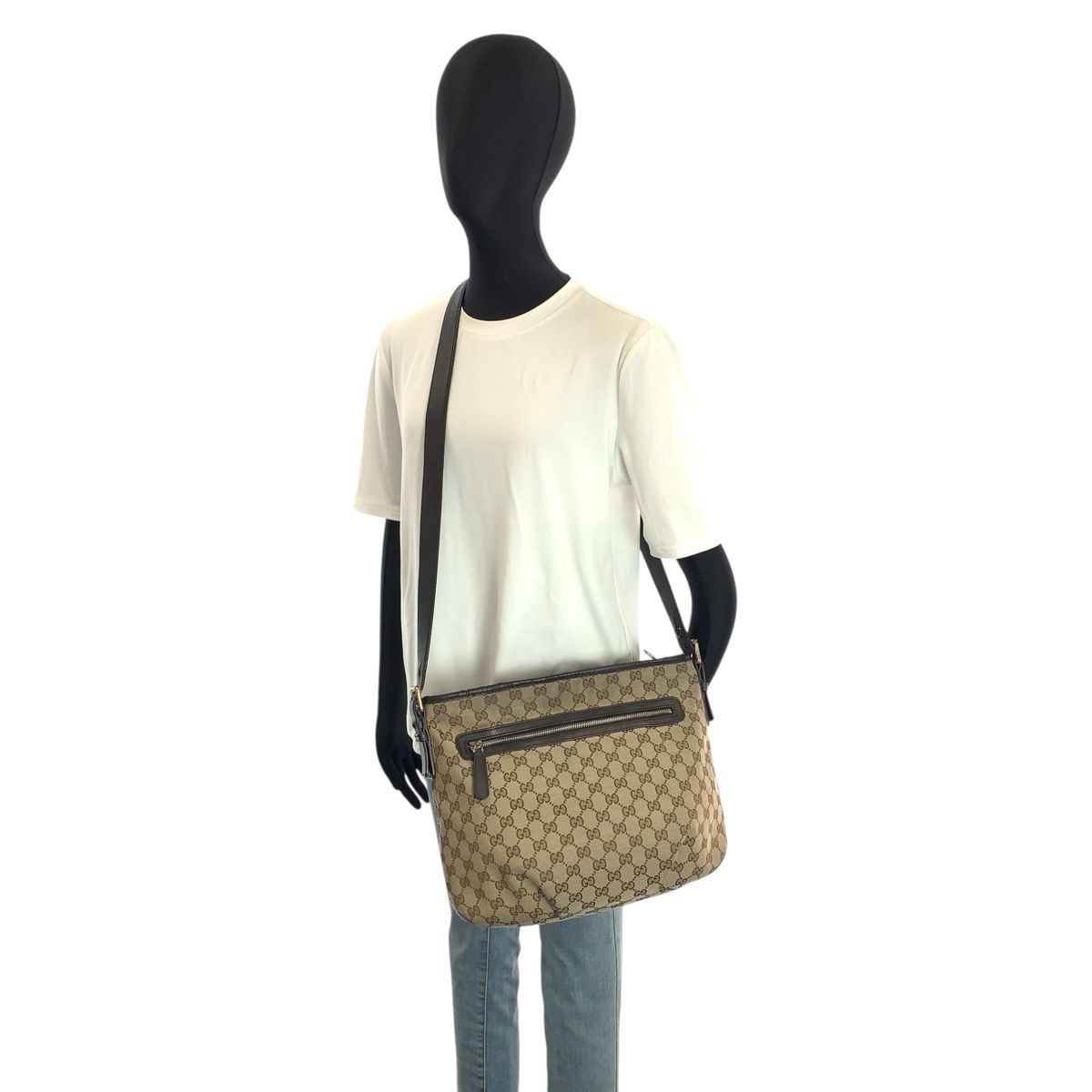 GUCCI グッチ ブラウン ゴールド金具 GGキャンバス/レザー 388930