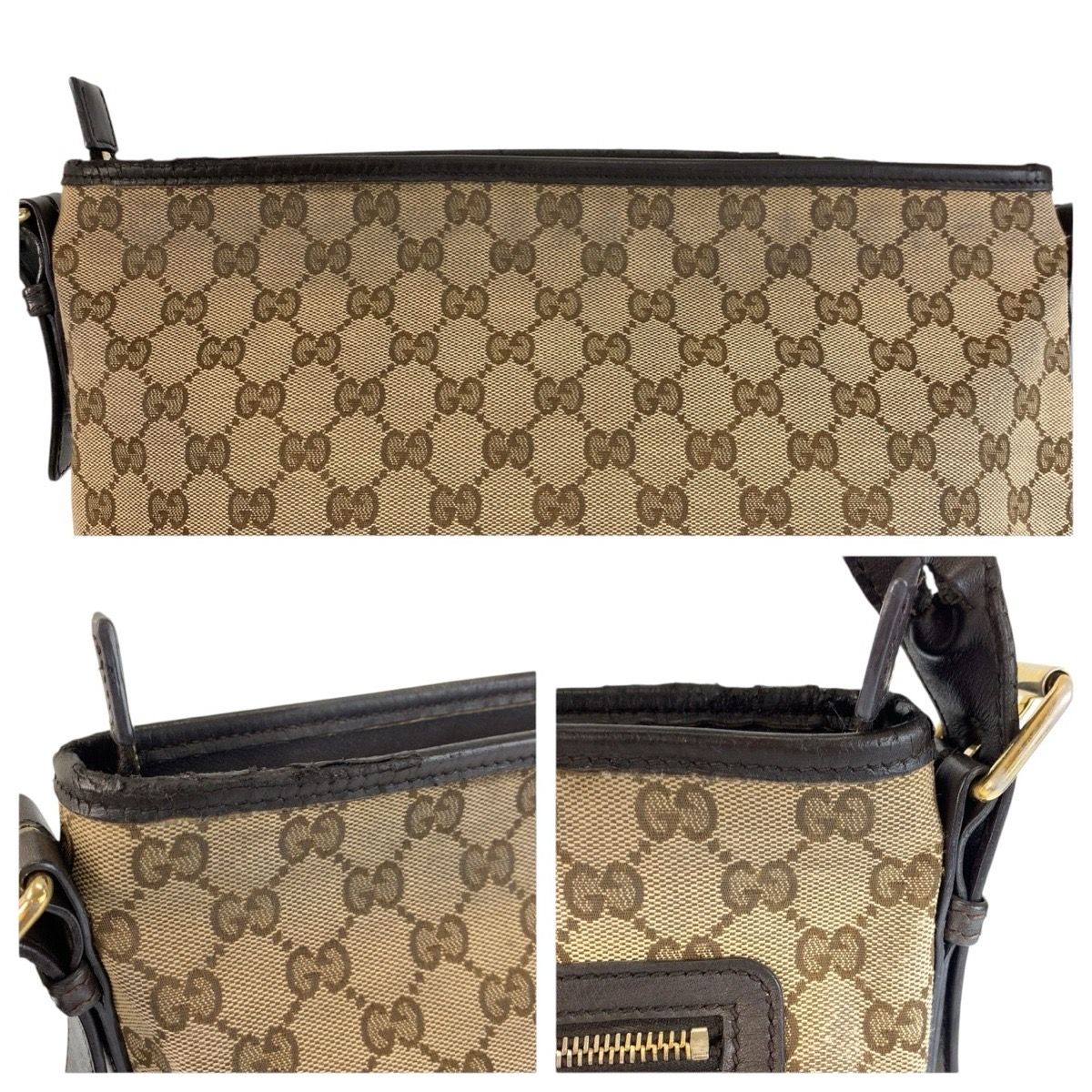 GUCCI グッチ ブラウン ゴールド金具 GGキャンバス/レザー 388930