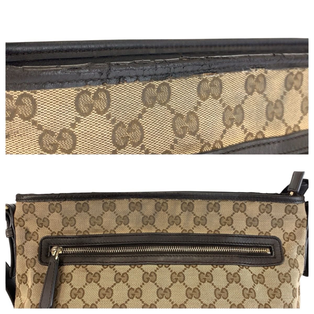 GUCCI グッチ ブラウン ゴールド金具 GGキャンバス/レザー 388930