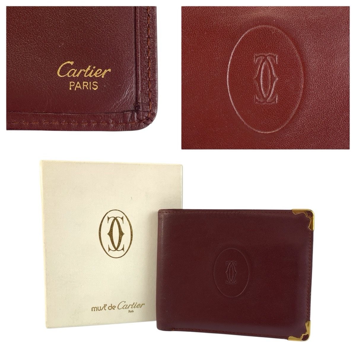 美品 CARTIER カルティエ マストライン ワインレッド ボルドー レザー
