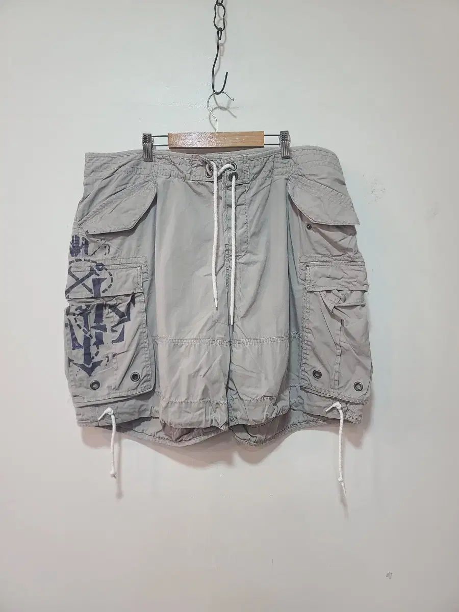 ポロ カーゴ ハーフパンツ グレー プリンティング