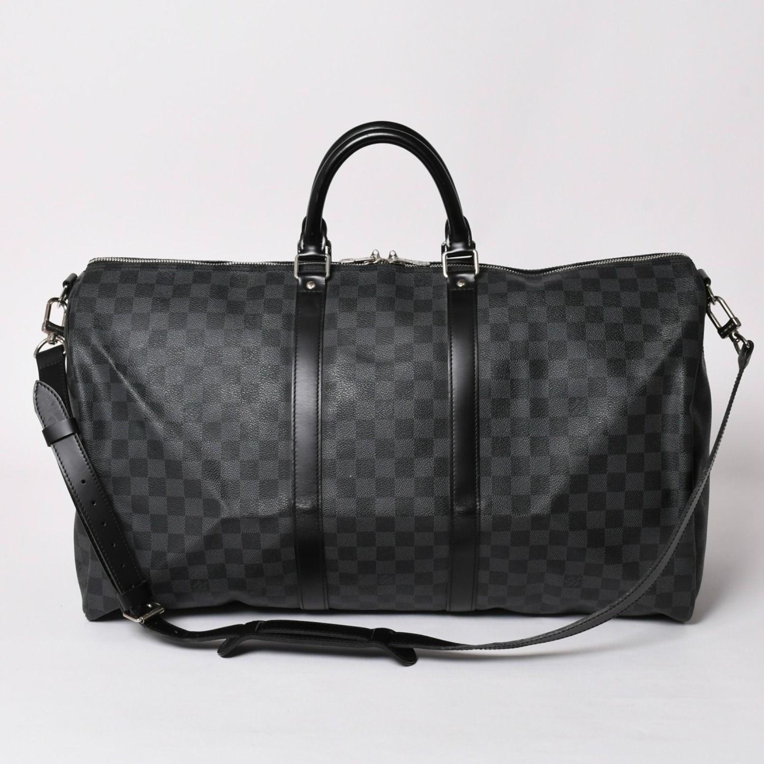 極美品 ルイヴィトン LOUIS VUITTON キーポル バンドリエール 55 ボストンバッグ ダミエ グラフィット ブラック N41413 中古 4a002792