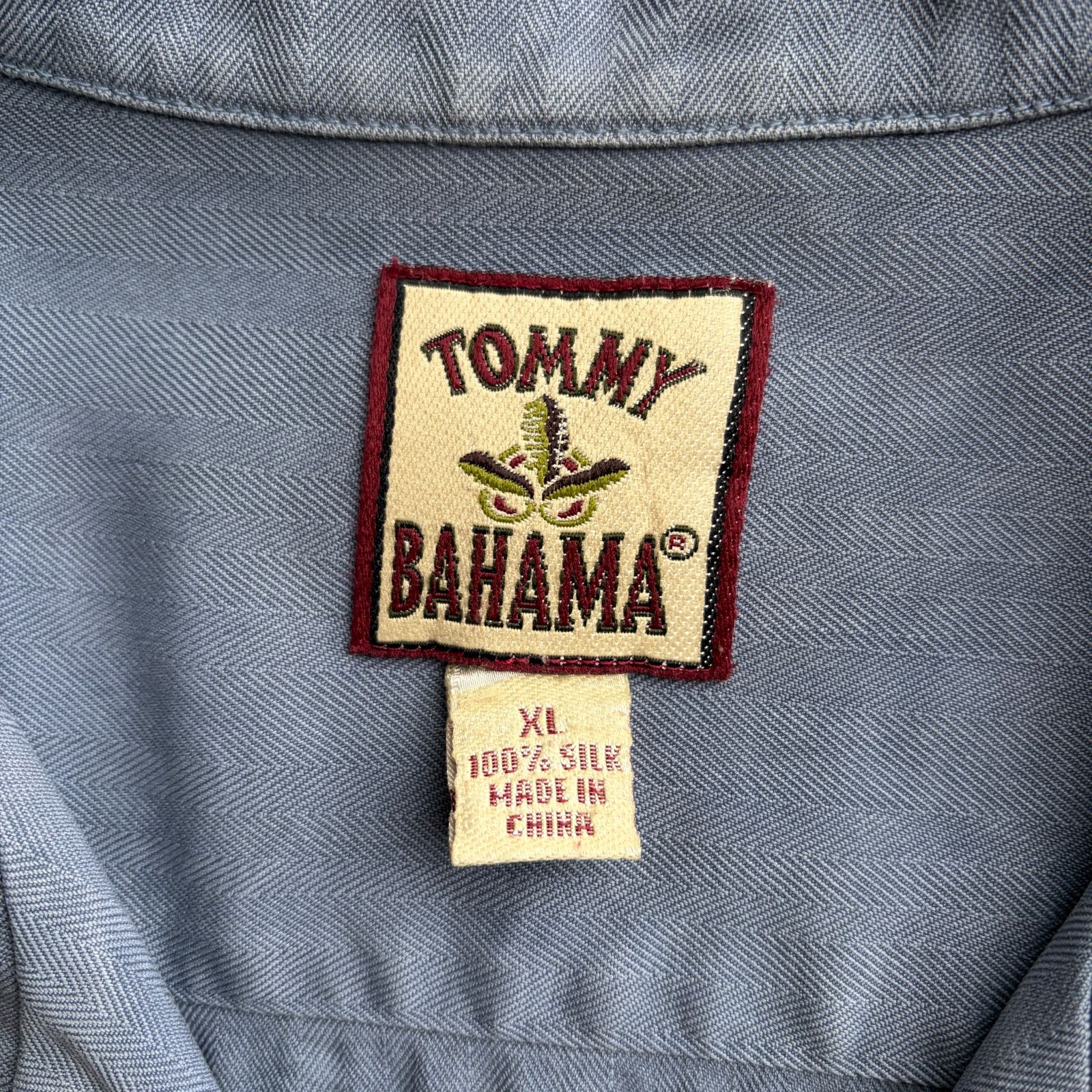 90s Tommy Bahama シルク100% 開襟シャツ ライトブルー 半袖