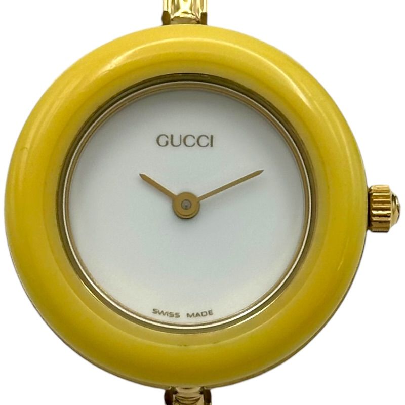 グッチ GUCCI チェンジベゼル 11/12.2 ホワイト ゴールドプレーテッド クオーツ レディース 腕時計