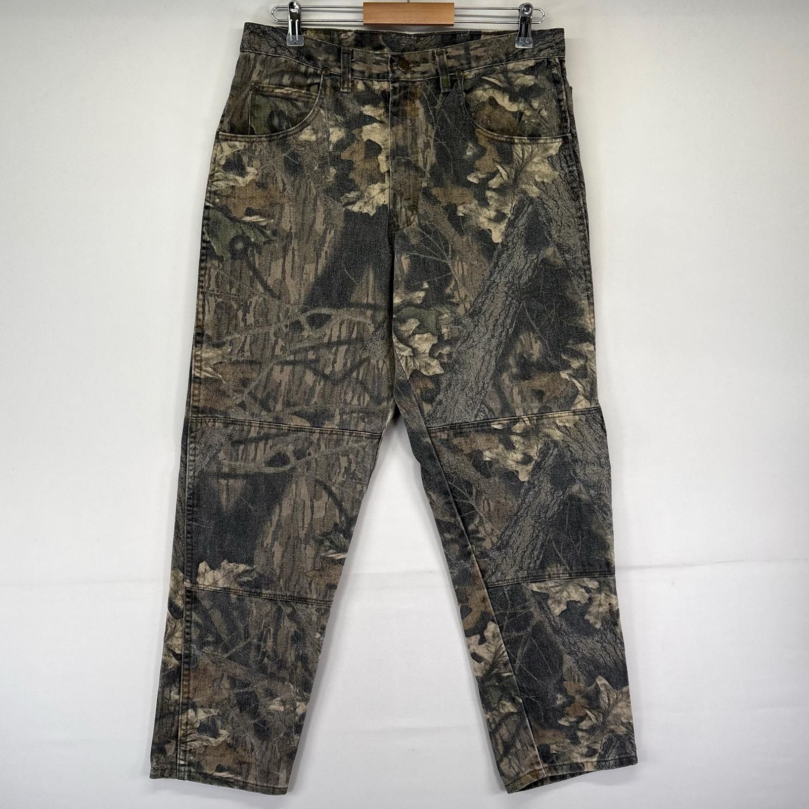 古着 ラングラー Wrangler USA製 デニム パンツ Gパン ダブルニー ジーパン リアルツリーカモフラ W34 L32 ブラウン系 メンズ