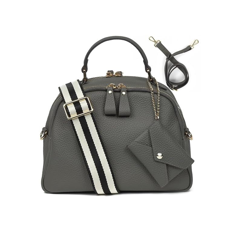 【新品】 LASIEM（ラシエム） ショルダーバッグ レディース 本革 ハンドバッグ 2way 鞄 バッグ ショルダー 斜めがけバッグ ミニボストンバッグ 軽量 レザー 革 グレー（ゴールド金具）