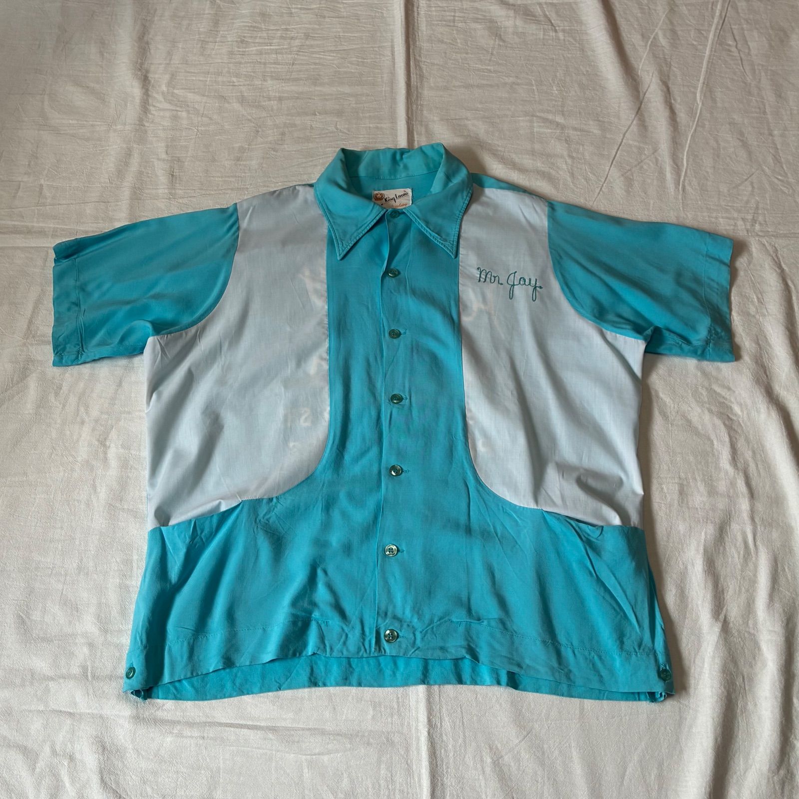 60s King Louie キングルイ ボーリングシャツ 白タグ レーヨン 