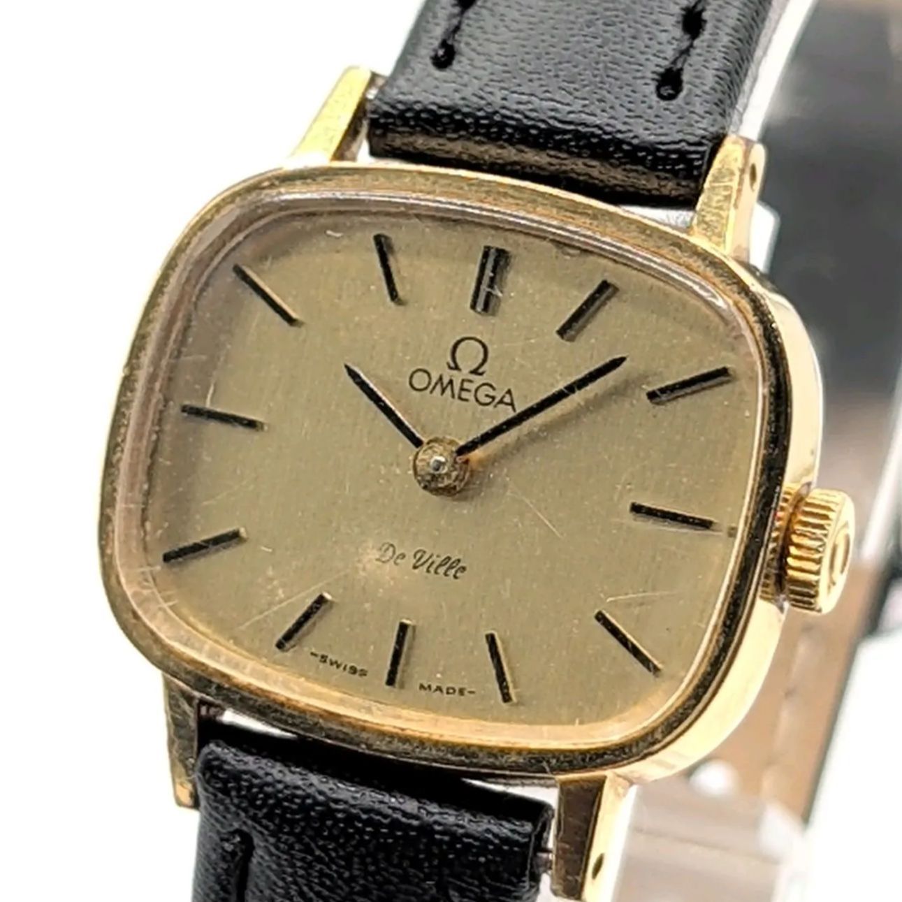 OMEGA DE VILLE Watch Hand-Winding Ladies Gold dial Round Y2K 00S Vintage オメガ デビル時計 手巻き レディース ゴールド ラウンド ヴィンテージ 稼働品