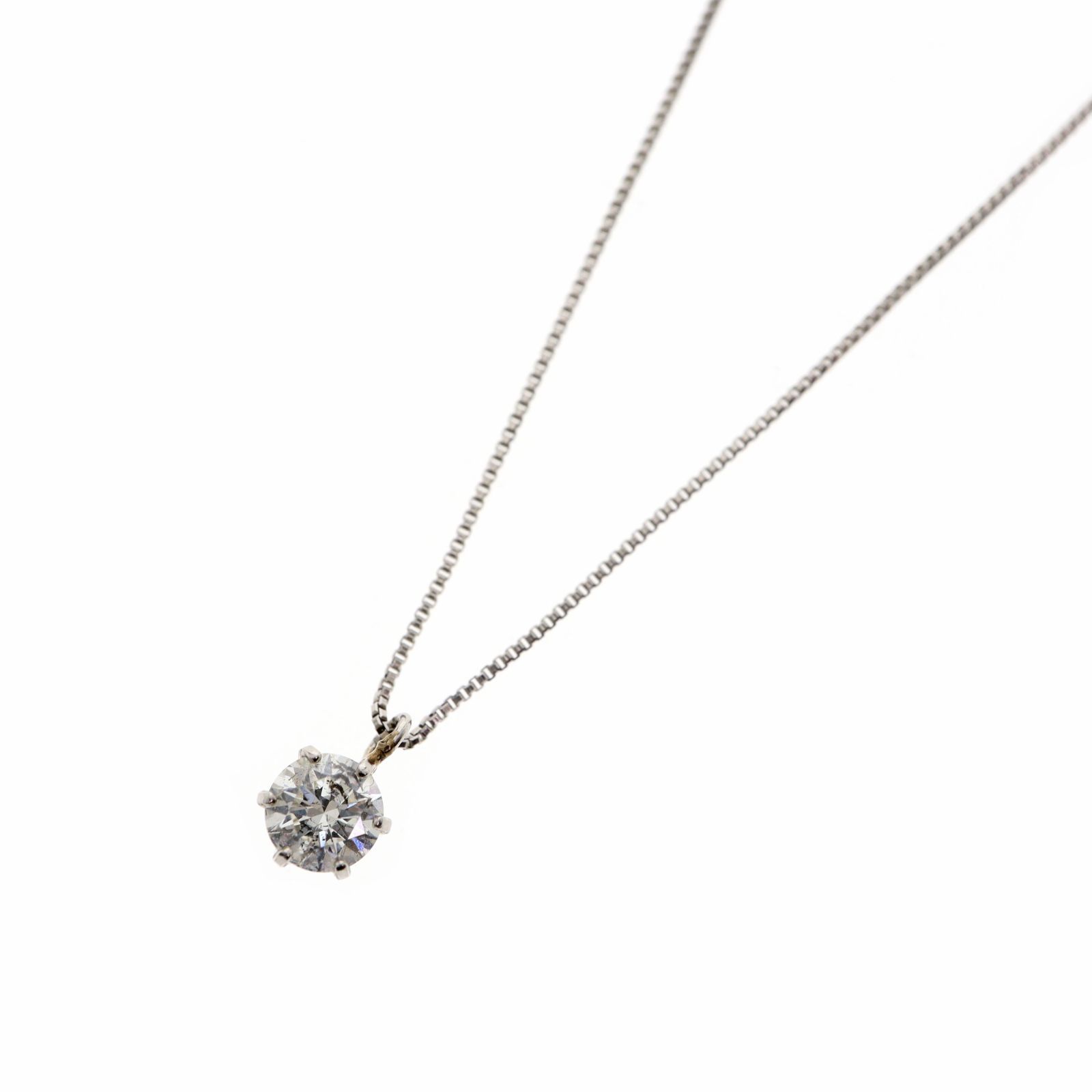 【中古】Pt900 D0.318ctネックレス チェーンPt850 1.98g 42cm プラチナ ダイヤモンド アクセサリー