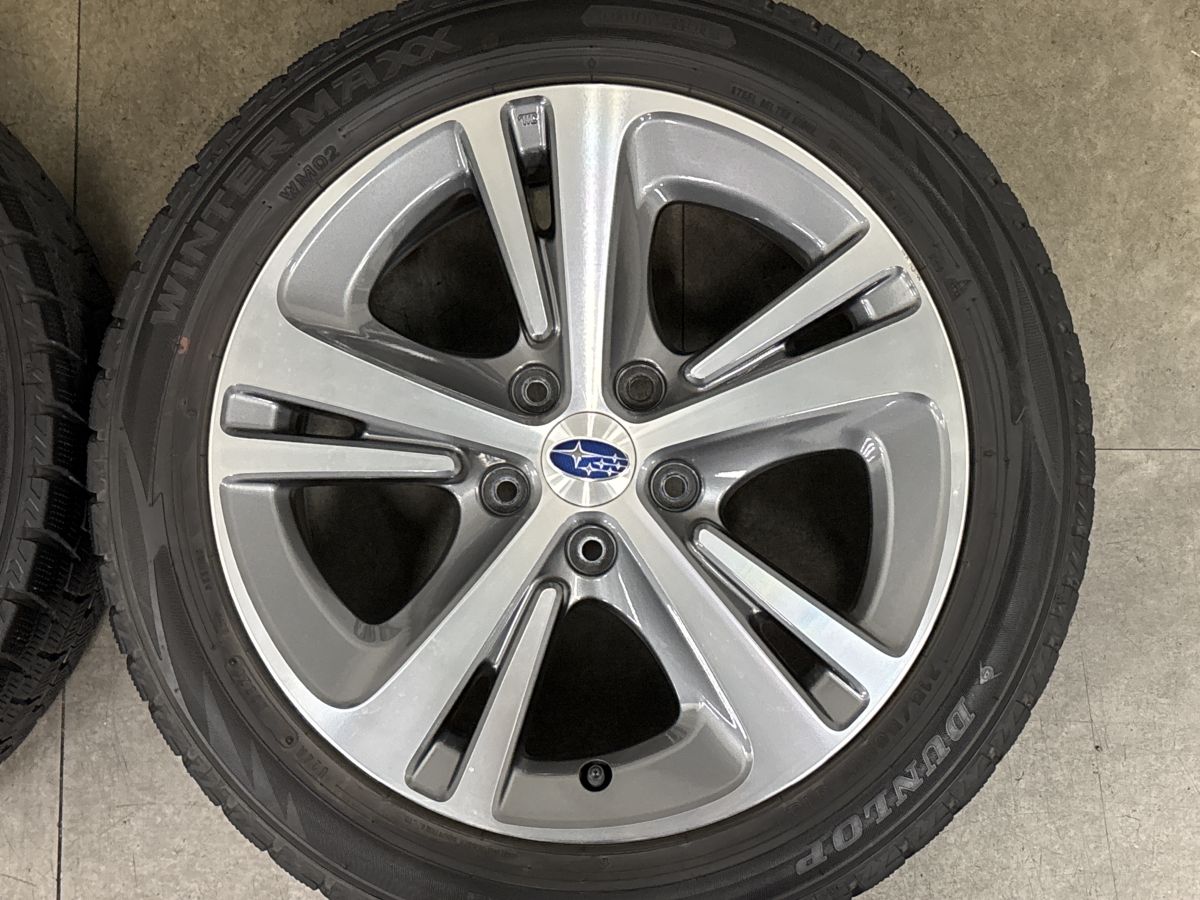 【交換用に】スバル レヴォーグ 純正 17in 7J +55 PCD114.3 ダンロップ ウィンターマックス WM02 215/50R17 WRX S4 流用 ノーマル戻し