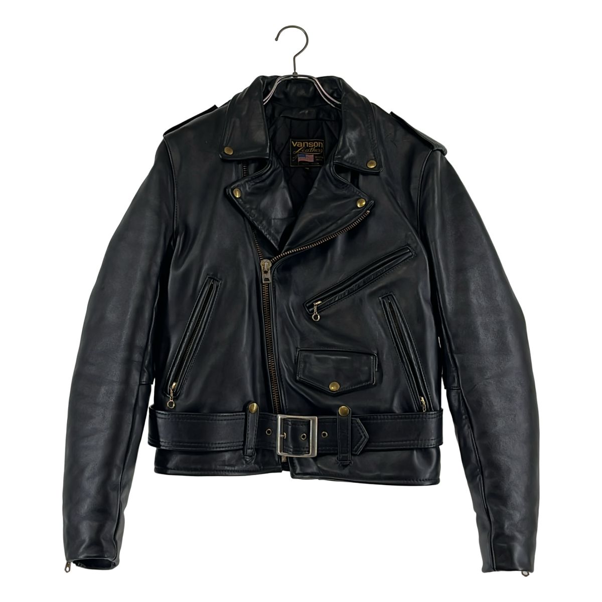 【美品】 VANSON / バンソン | レザー ダブルライダース ジャケット / キルティング総裏地 | 38 | ブラック | メンズ 44,117円