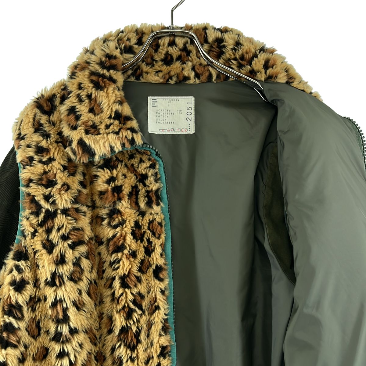 sacai / サカイ | 異素材 切替 レオパード コーデュロイドッキング