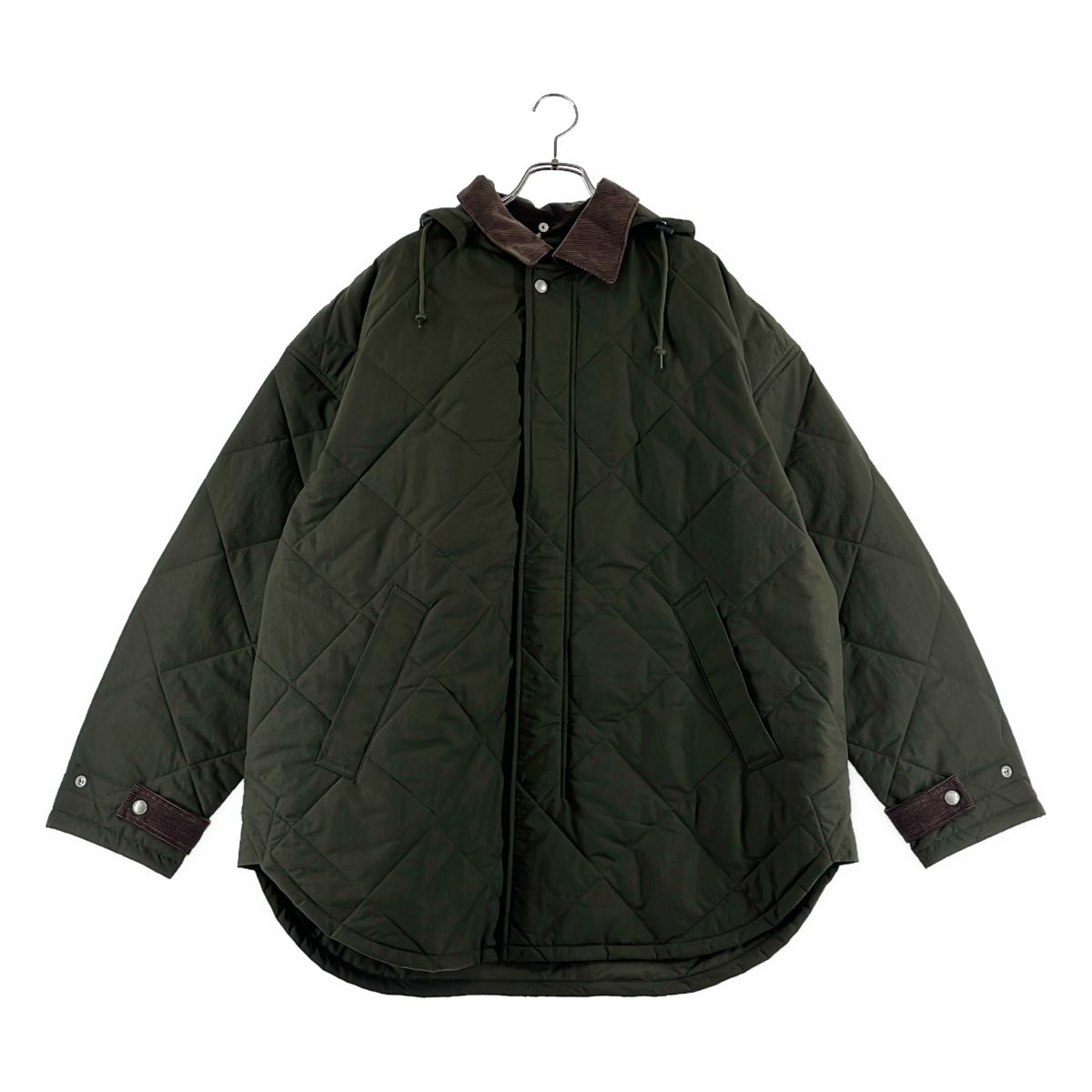 【美品】 COMME des GARCONS HOMME / コムデギャルソンオム | 2025AW | オーバーシルエット 中綿 キルティング ロングジャケット フーディ | M | オリーブ | メンズ