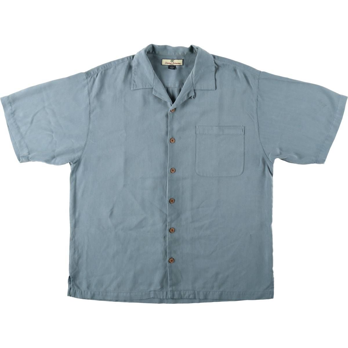 古着 トミーバハマ TOMMY BAHAMA ヘリンボーン 半袖 オープンカラー シルクシャツ ボックスシャツ メンズL相当/eaa569153
