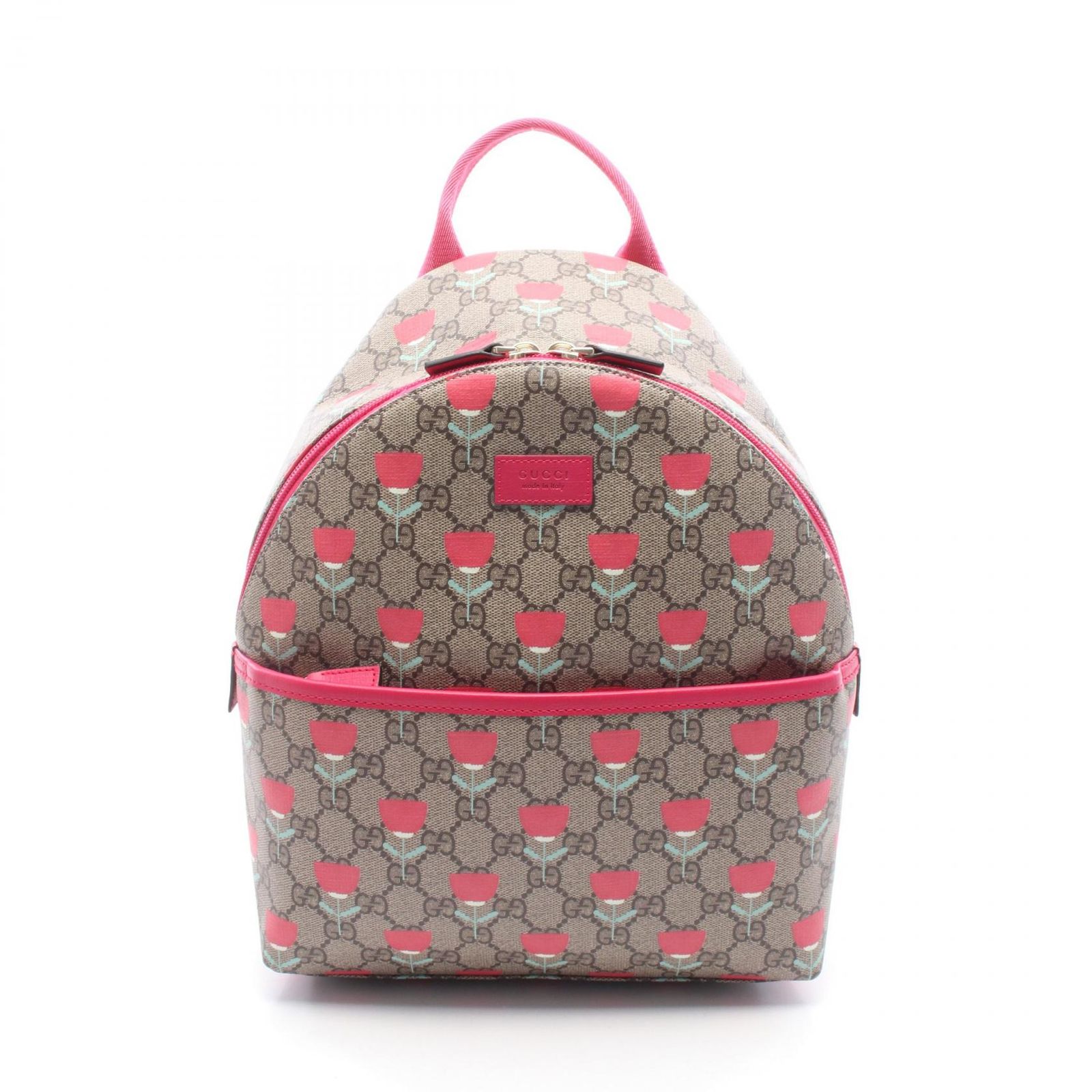 グッチ GUCCI リュックサック バックパック チルドレンズ GGスプリーム キムスンヨン フラワープリント 782708 ベージュ/マゼンダ PVCコーティングキャンバス レザー