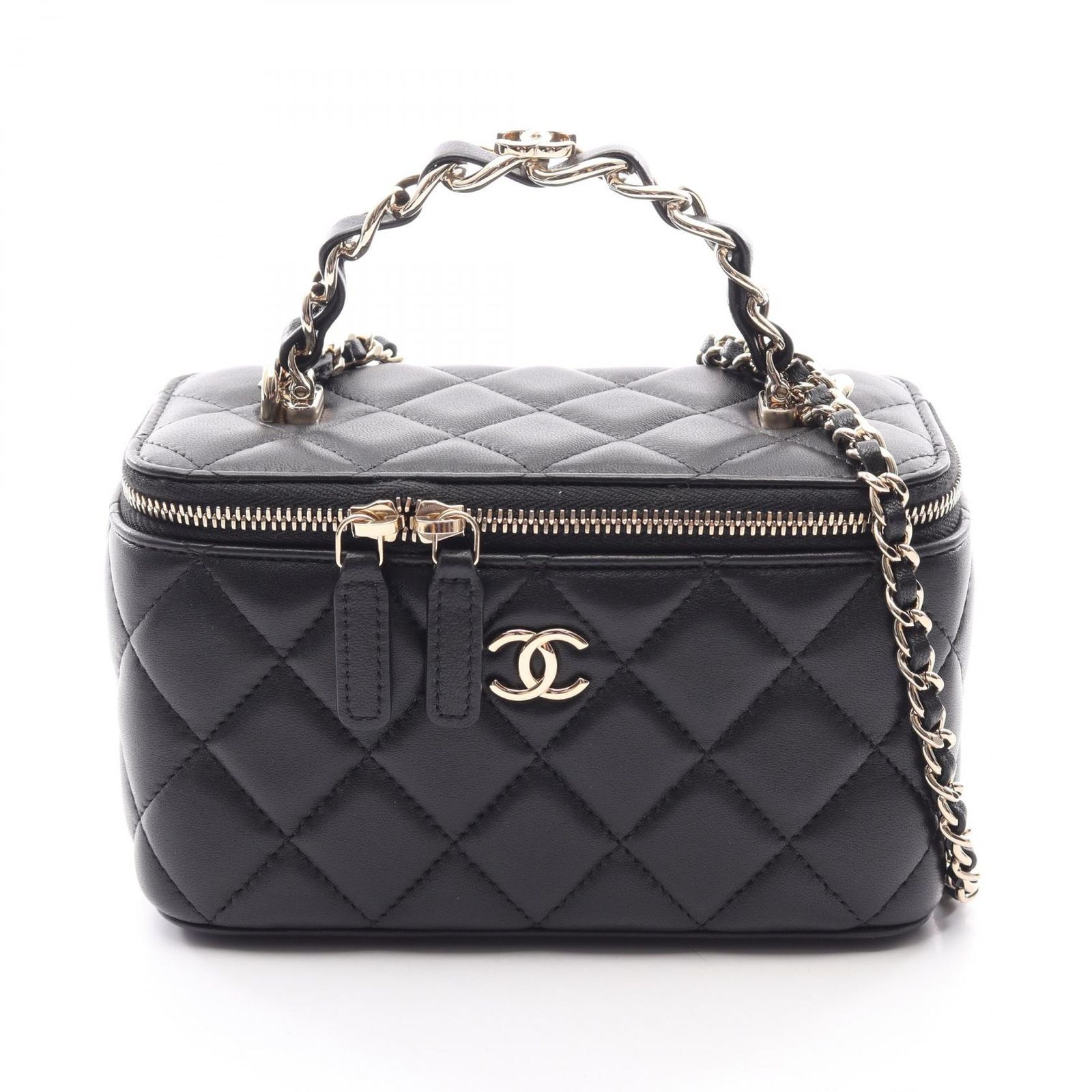 シャネル CHANEL ショルダーバッグ マトラッセ バニティバッグ 2WAY ブラック ラムスキン（羊革） マトラッセ バニティ 2wayチェーンショルダー レディース Used A 324,360円