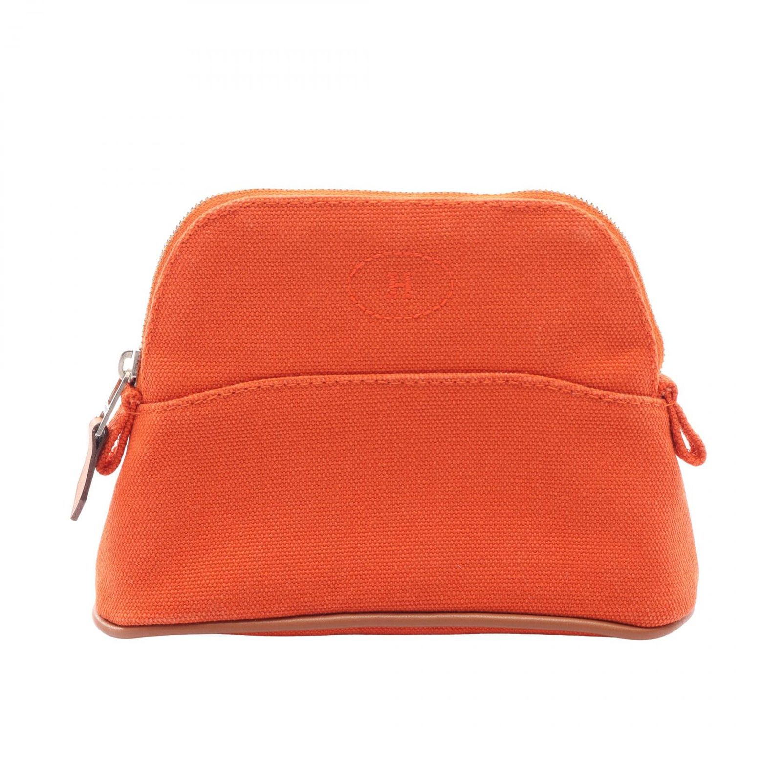エルメス HERMES ポーチ ボリードポーチ15 ミニミニ H103772M 02 オランジュ・フー キャンバス レザー ボリードポーチ ミニミニ レディース Used A