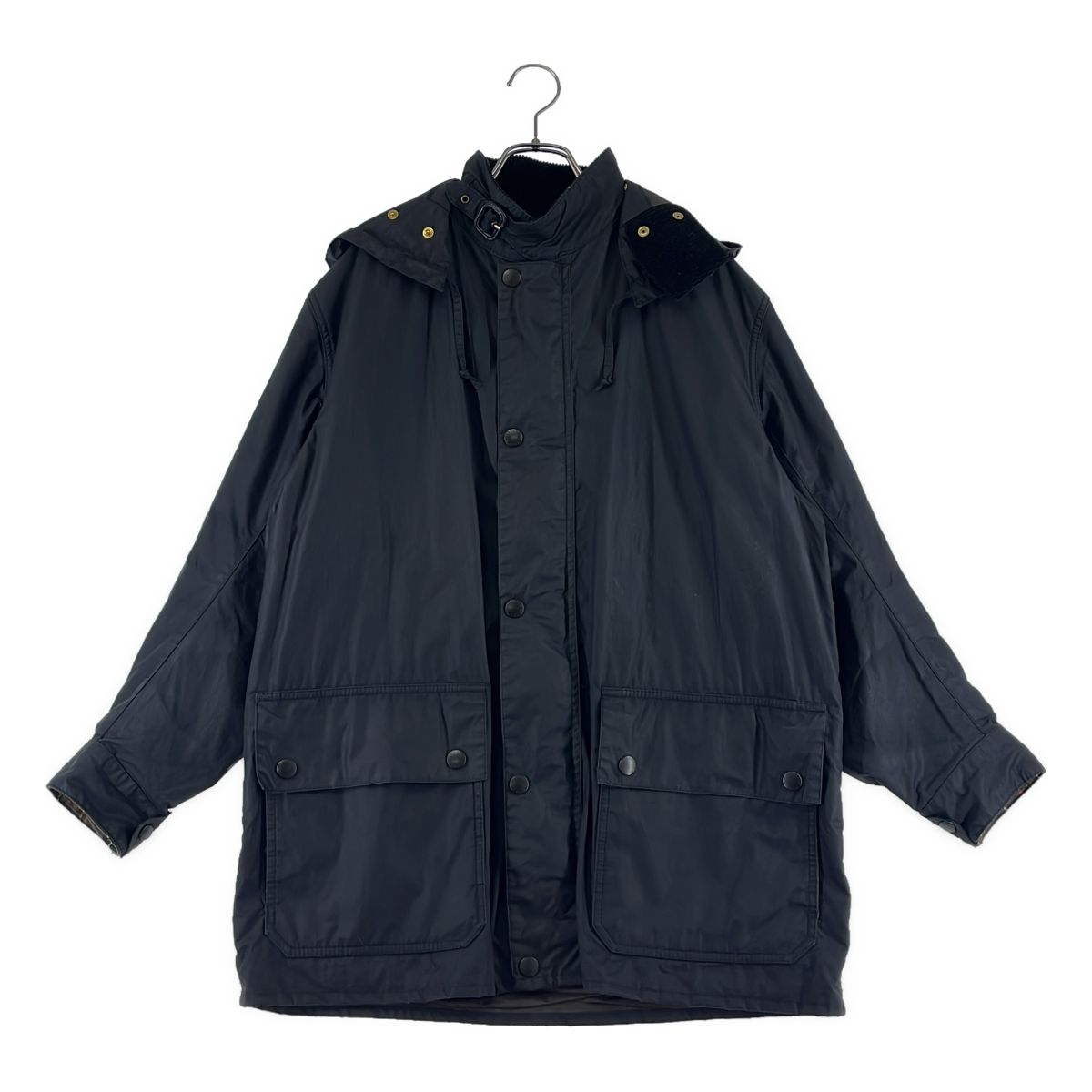 Barbour / バブアー | × MARGARET HOWELL / マーガレットハウエル WAXED COTTON / チンストラップ ワックス オイルド ジャケット / フード着脱可 | 2 | ブラック系 | レディース
