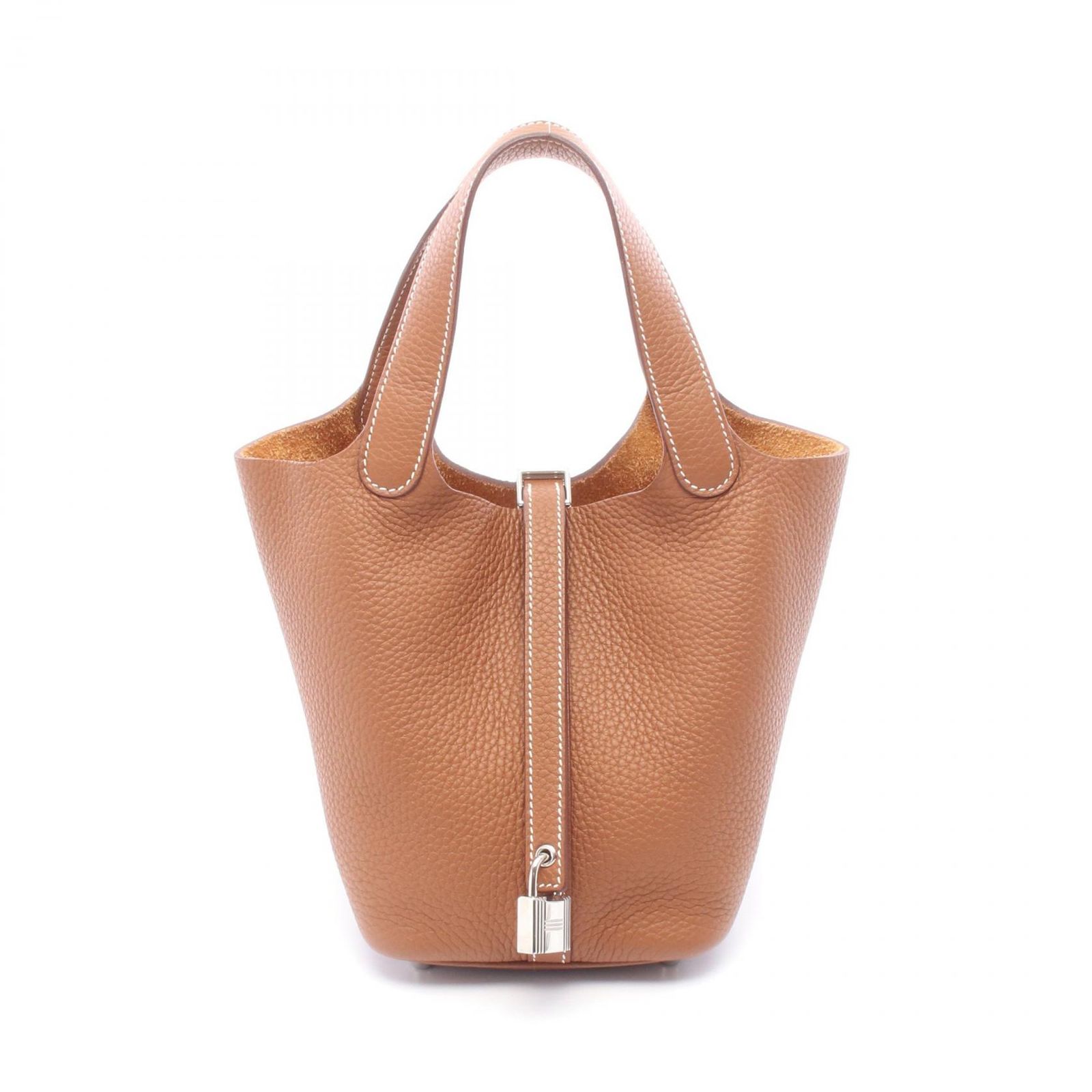 エルメス HERMES ハンドバッグ ピコタンロックPM ゴールド レザー ピコタンロックPM ゴールド レディース Used A