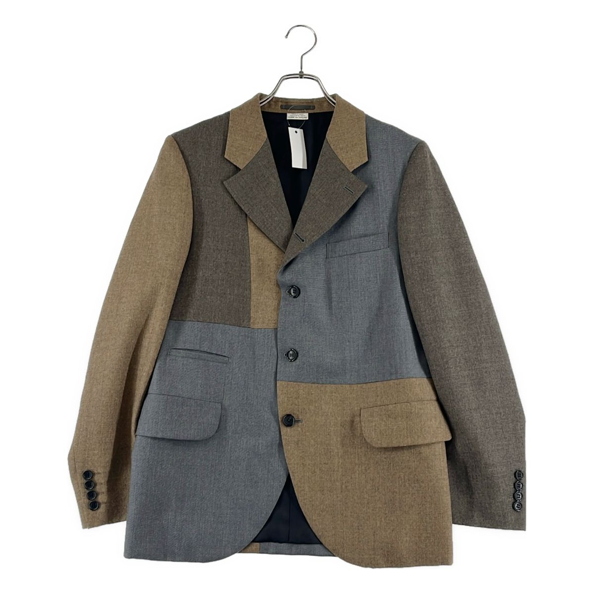 【美品】 COMME des GARCONS HOMME DEUX / コムデギャルソンオムドゥ | 2025AW | ウール パッチワーク シングルブレスト ジャケット / 総裏地 | S | ブラウン/グレー系 | メンズ