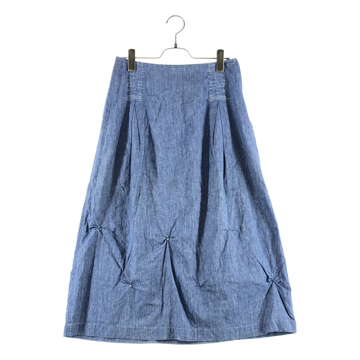 tricot COMME des GARCONS / トリココムデギャルソン | AD2001 | コットン リネン ギャザーデザイン スカート | M | インディゴ | レディース