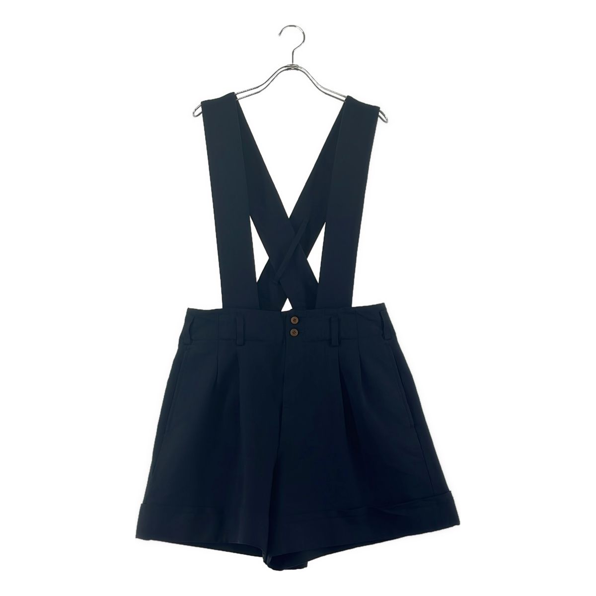 【美品】 COMME des GARCONS / コムデギャルソン | 2015AW | ポリエステル 製品加工 2タック ワイド 吊りパンツ | XS | ネイビー | レディース