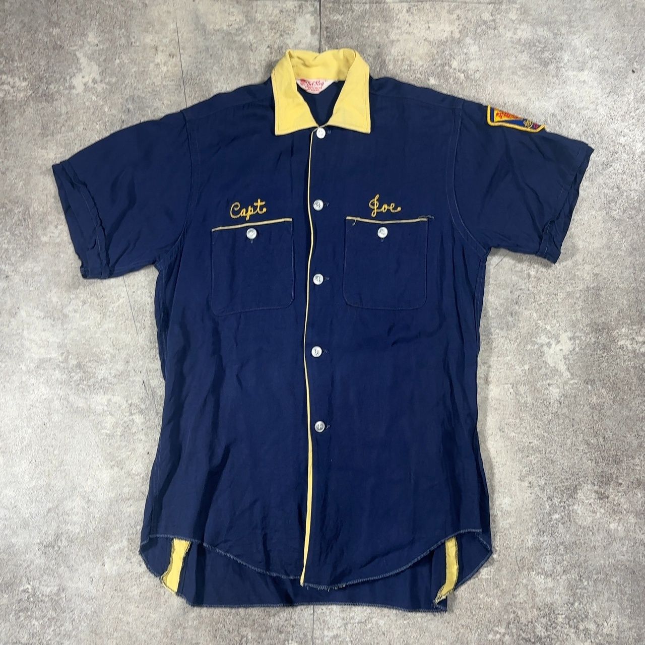 60s vintage ブルー　チェーンステッチ　レーヨン　ボーリングシャツ Del Roy デル・ロイ 60's ボーリングシャツ VINTAGE オープンカラー